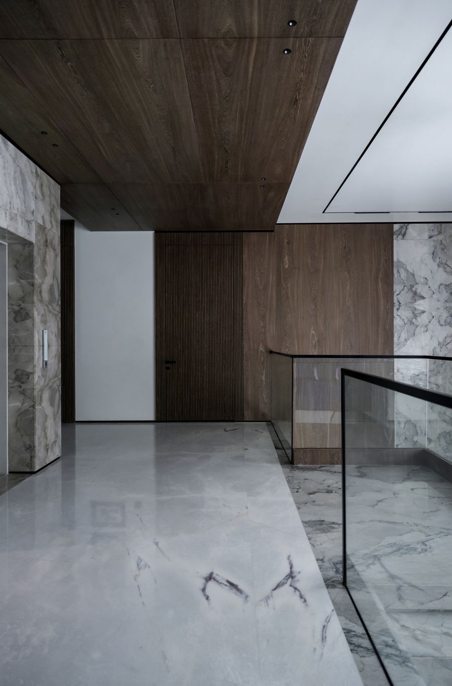 Interior detail in marble and wood
